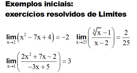 Exemplos Iniciais Exerc Cios Resolvidos De Limites