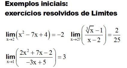 exercícios resolvidos de limites